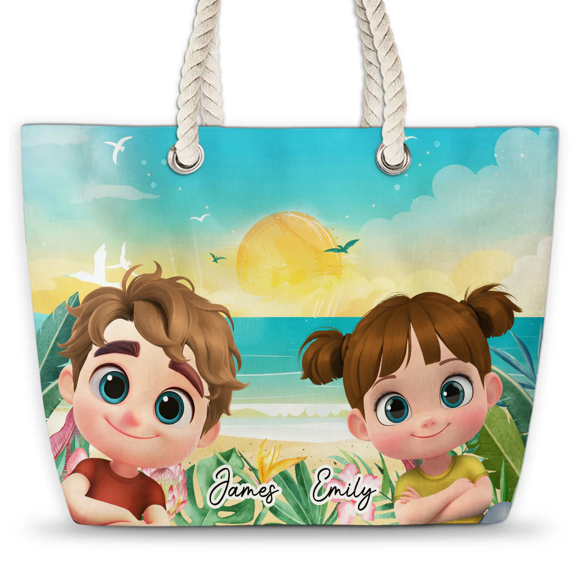 Children At The Beach - Personalized Custom Beach Bag