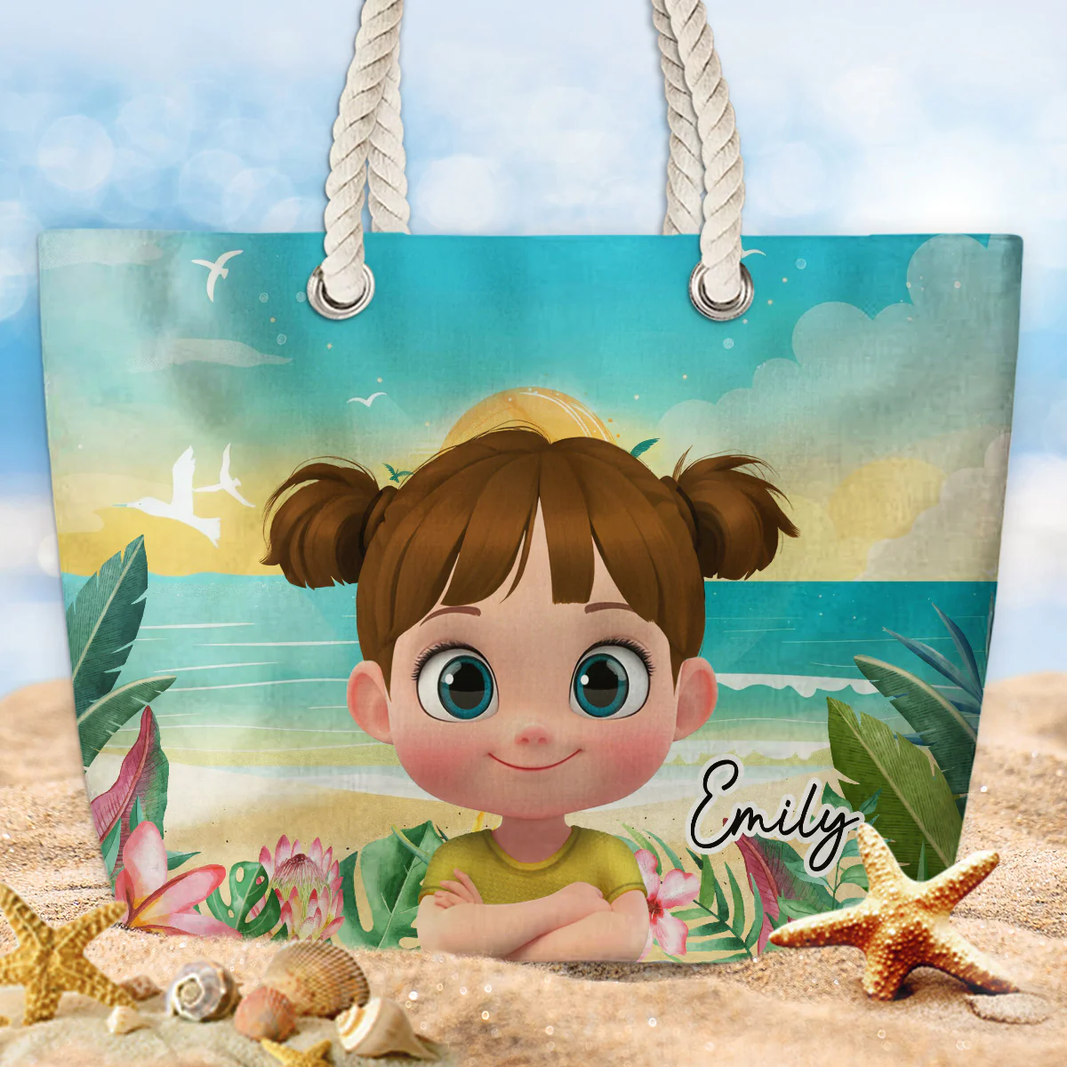 Children At The Beach - Personalized Custom Beach Bag - Image 2