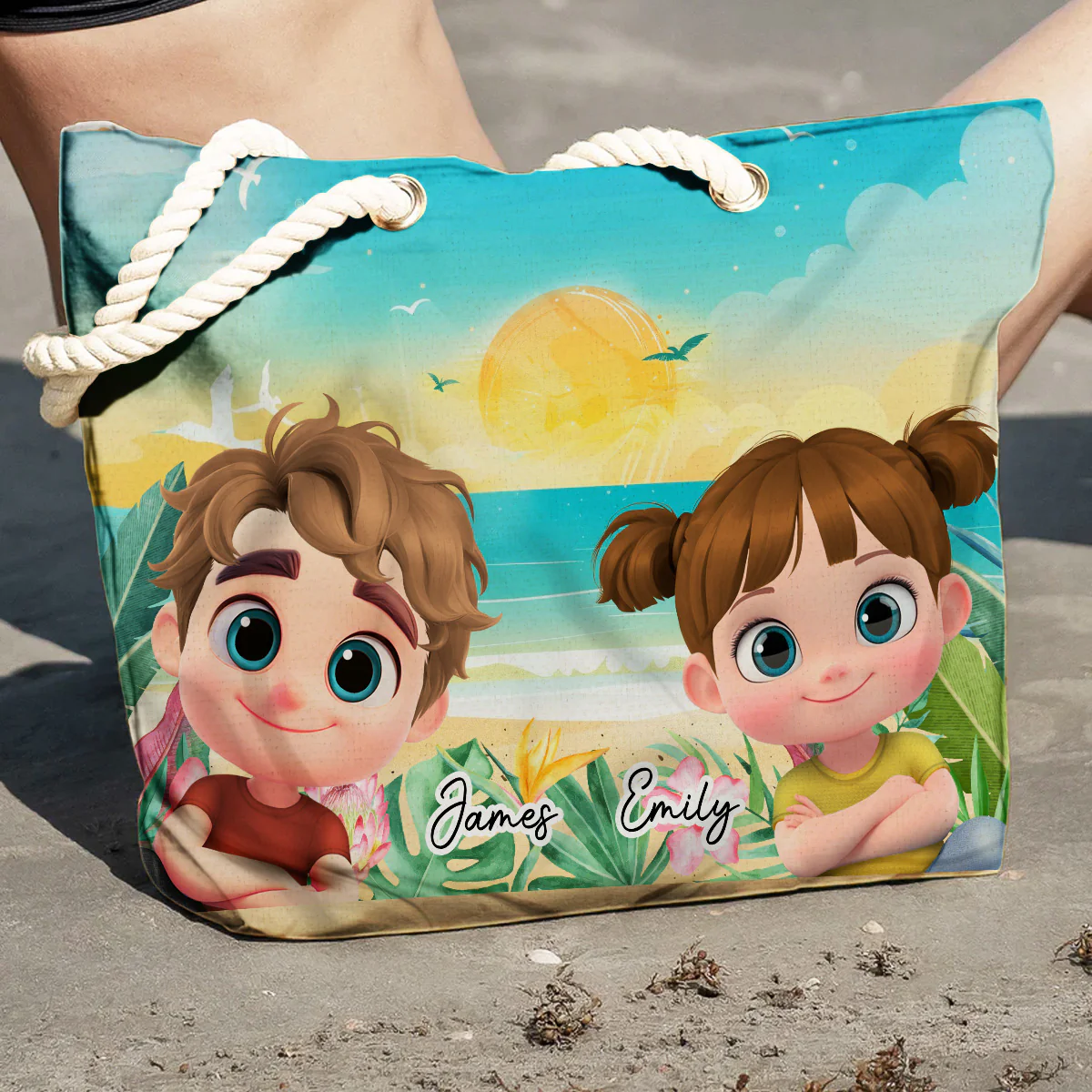 Children At The Beach - Personalized Custom Beach Bag - Image 3