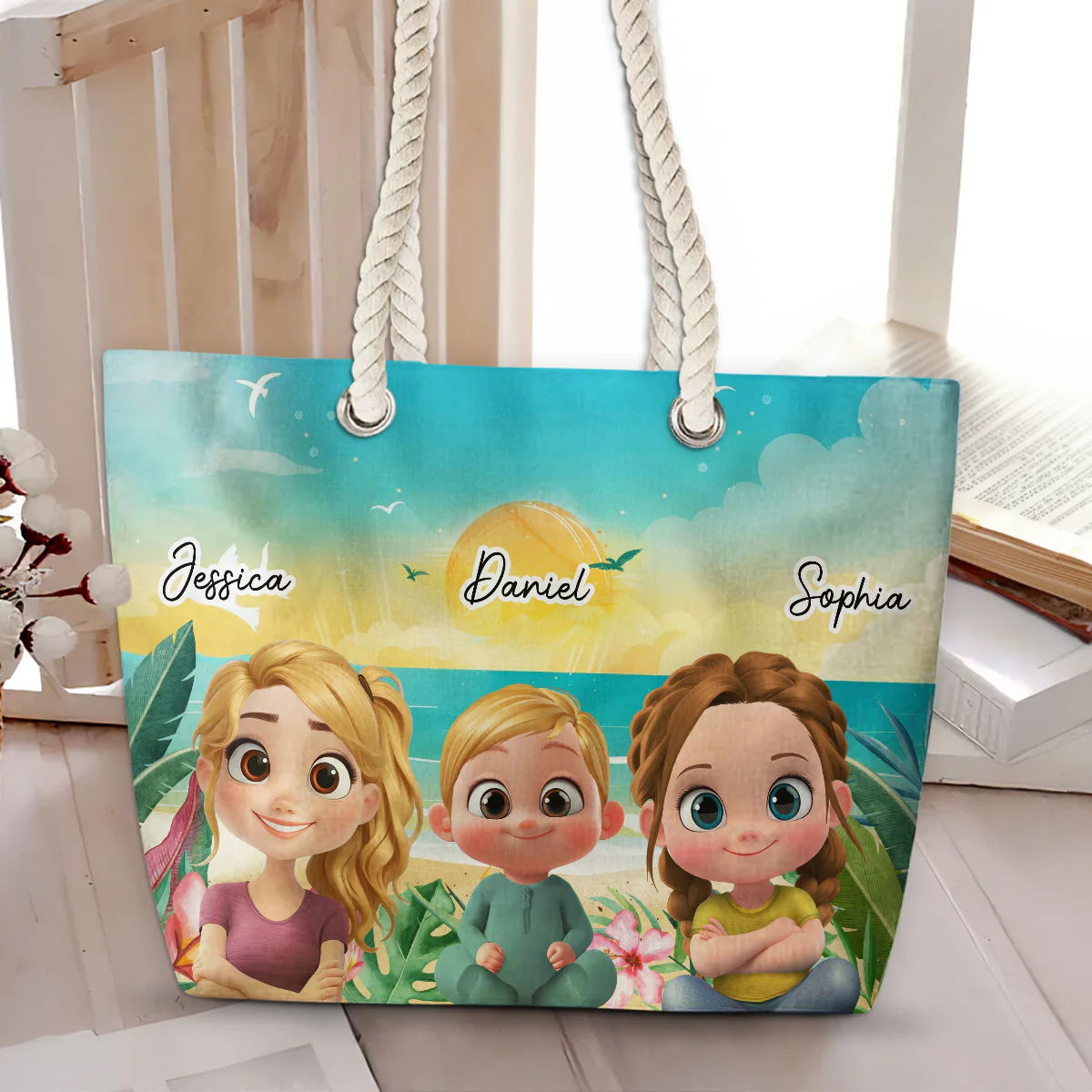 Children At The Beach - Personalized Custom Beach Bag - Image 4