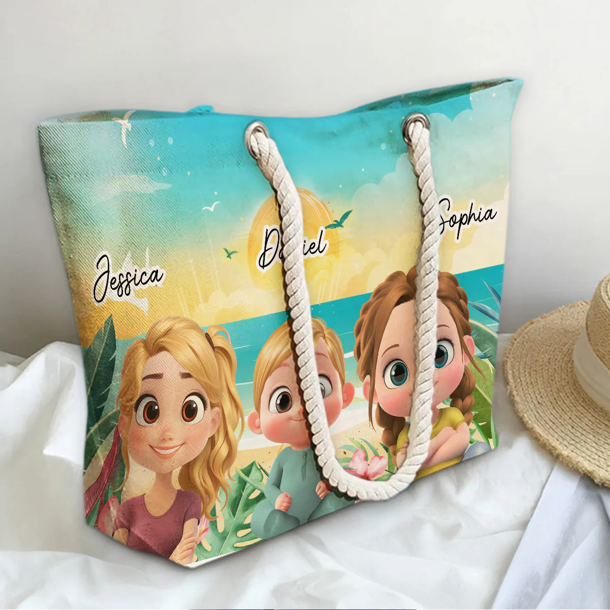 Children At The Beach - Personalized Custom Beach Bag - Image 5
