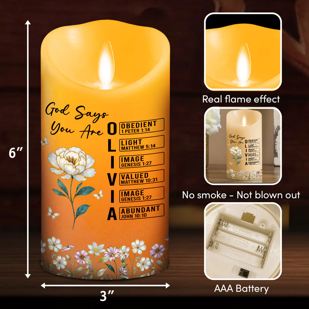Chosen And Loved - Personalized Custom LED Candle - Image 5