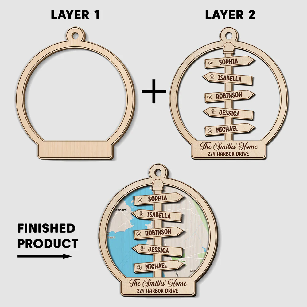 Christmas At Our Home - Personalized Custom 2-layered Wood Ornament - Image 5