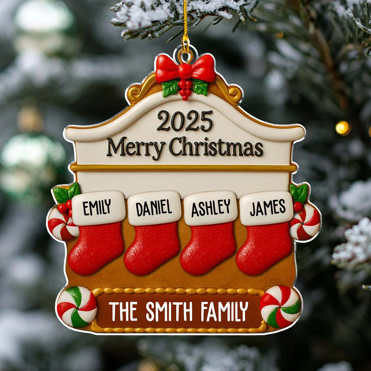 Christmas Family Stocking - Personalized Custom Acrylic Ornament - Image 3