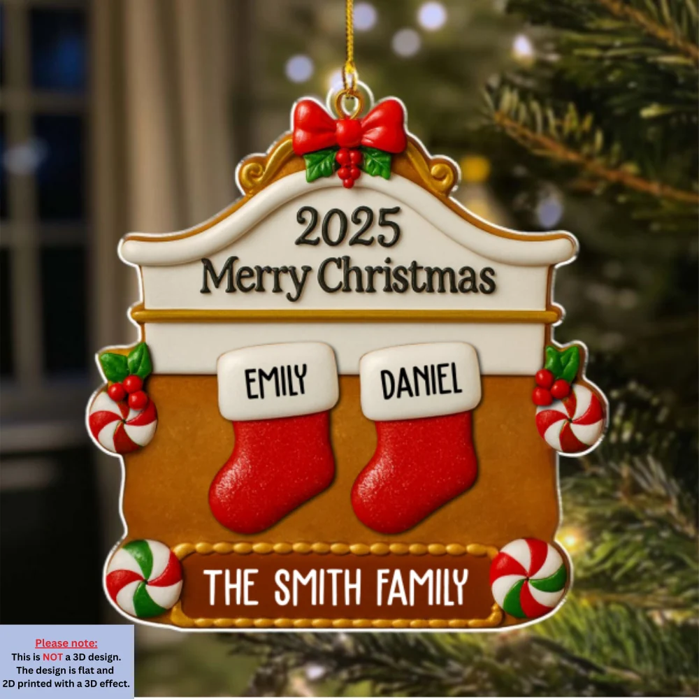 Christmas Family Stocking - Personalized Custom Acrylic Ornament - Image 7