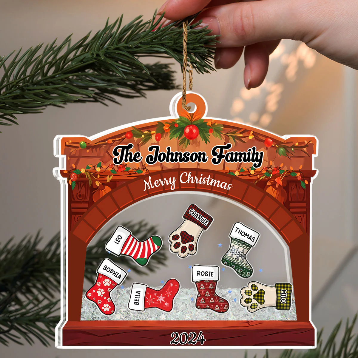 Christmas Family Stockings - Personalized Custom Acrylic Shaker Ornament - Image 4