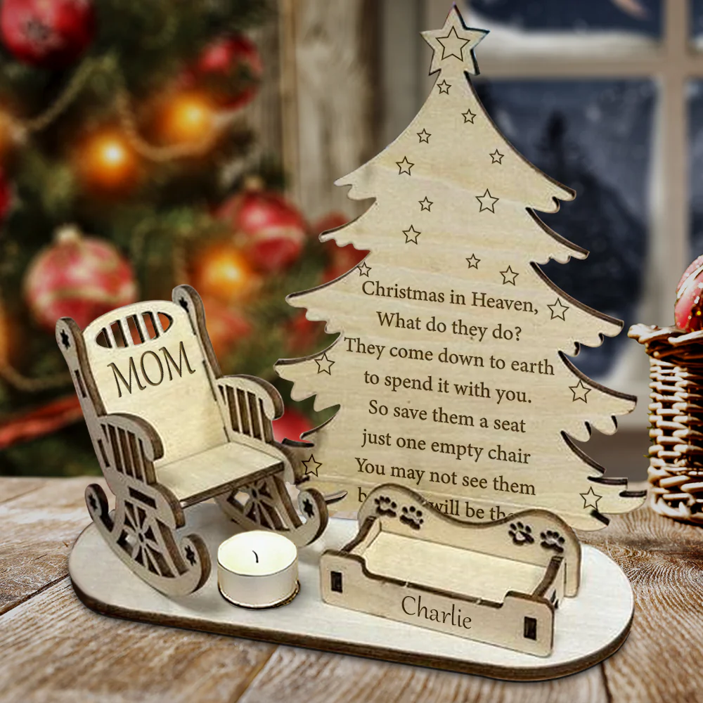 Christmas In Heaven With Pet Bed - Personalized Custom Candle Holder - Image 2