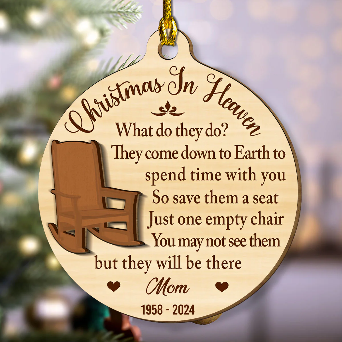 Christmas In Heaven - Personalized Custom Freeshape 2-Layered Wood Ornament - Image 3