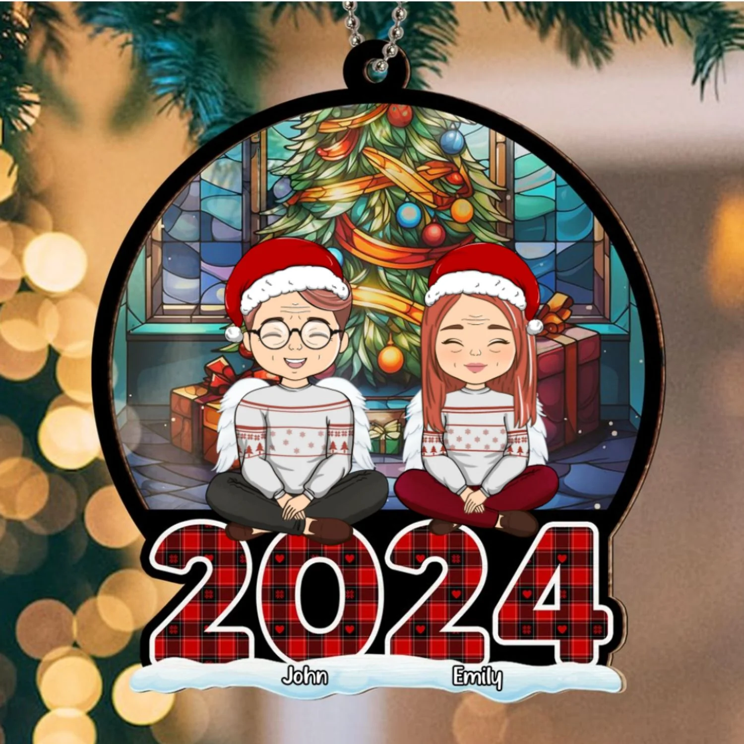 Christmas Is A Time For Family - Personalized Custom Suncatcher Ornament - Image 6