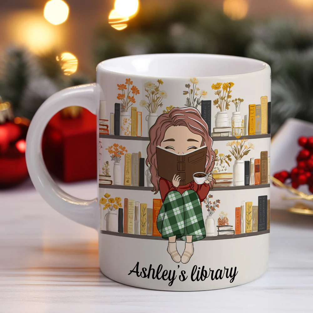 Christmas Starts In My Library - Personalized Custom Coffee Mug - Image 3