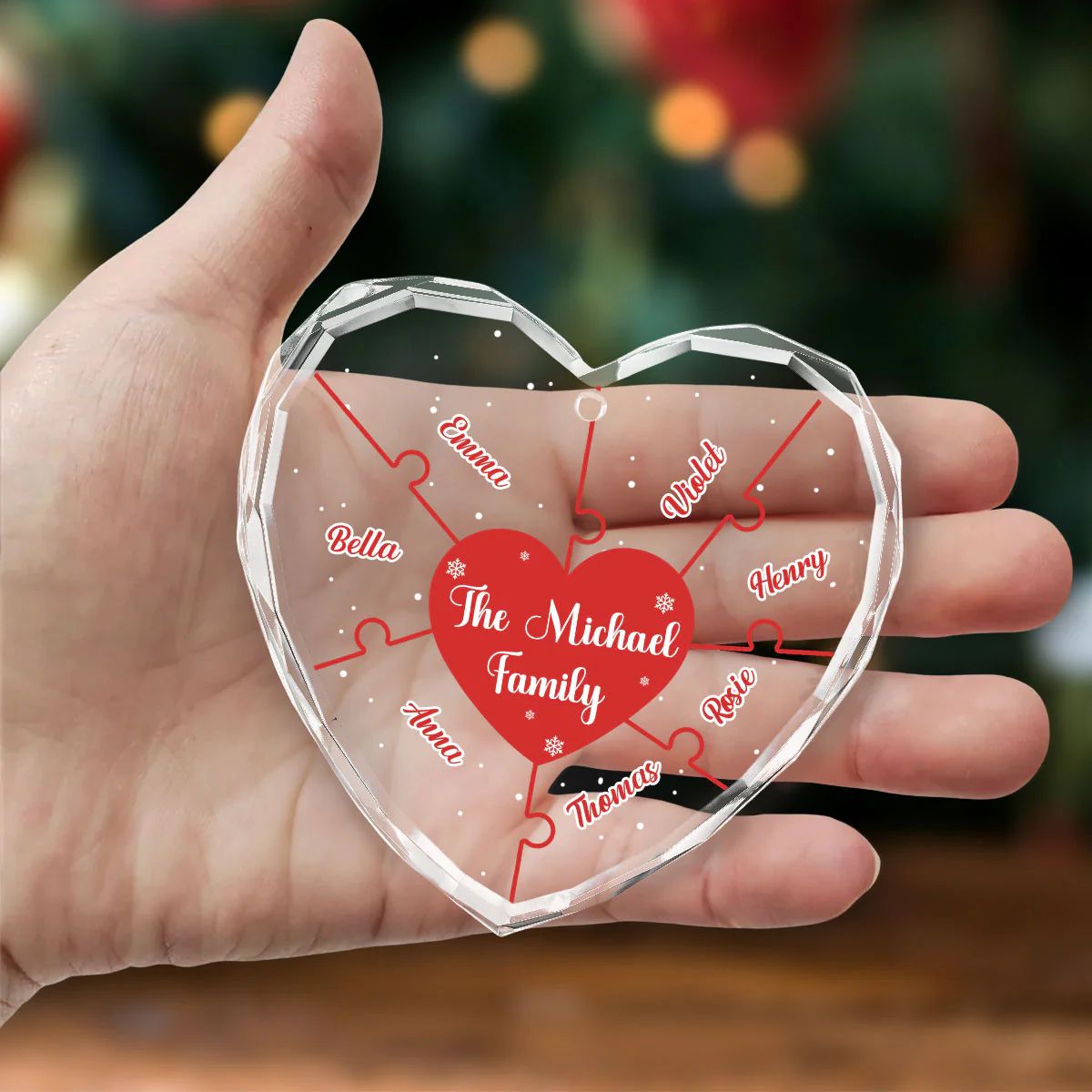 Christmas Together We Make A Family - Personalized Custom Glass Ornament - Image 3