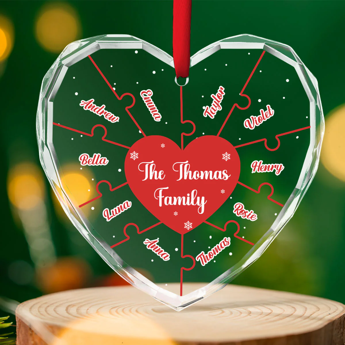 Christmas Together We Make A Family - Personalized Custom Glass Ornament - Image 5