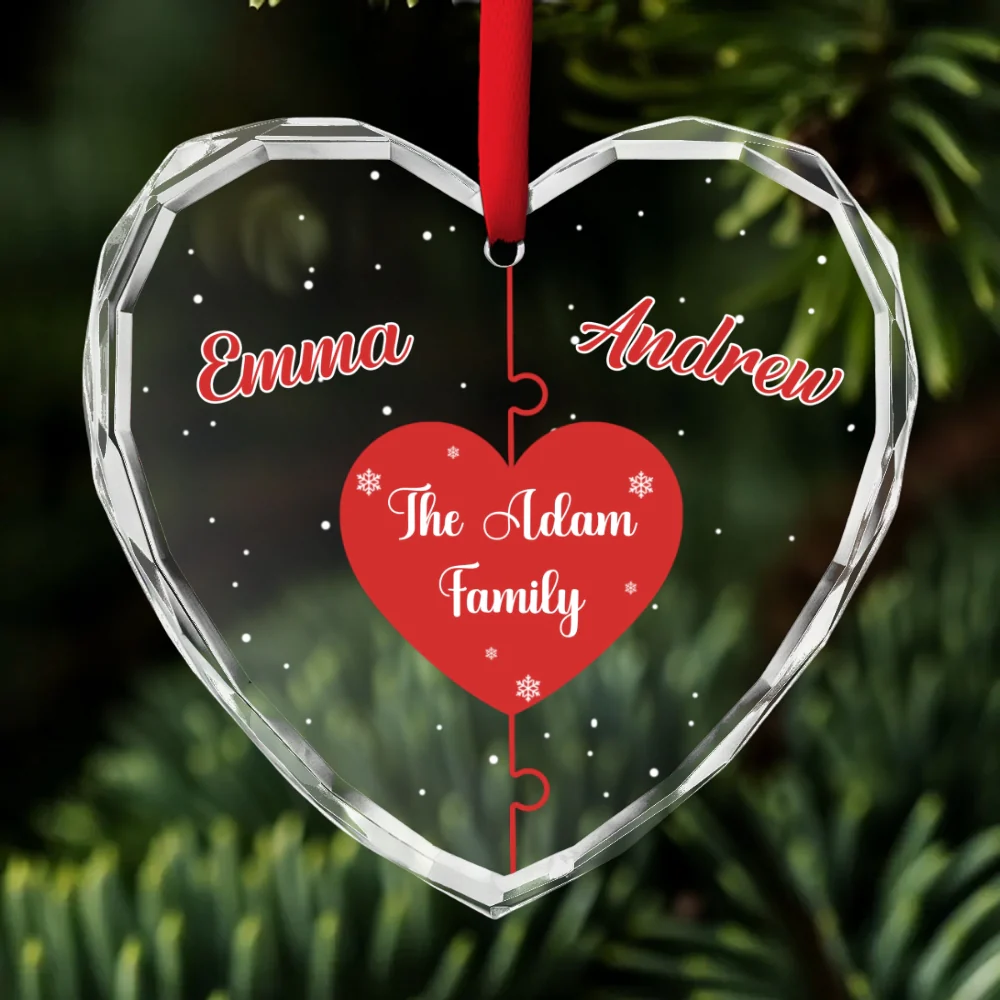 Christmas Together We Make A Family - Personalized Custom Glass Ornament - Image 7