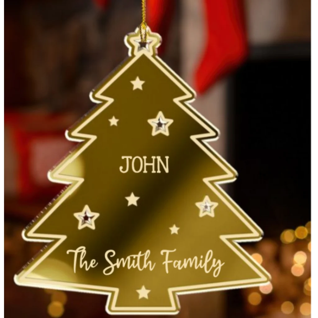 Christmas Tree Family Names - Personalized Custom Mirrored Acrylic Ornament - Image 7