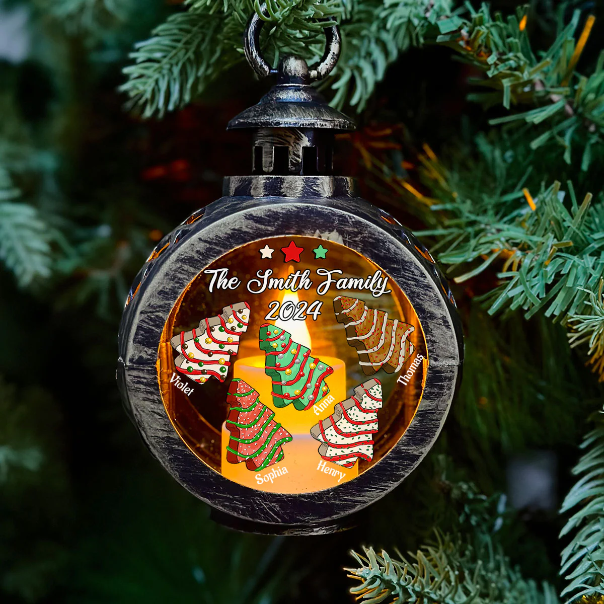 Christmas Tree - Personalized Custom Christmas Lantern - Image 2