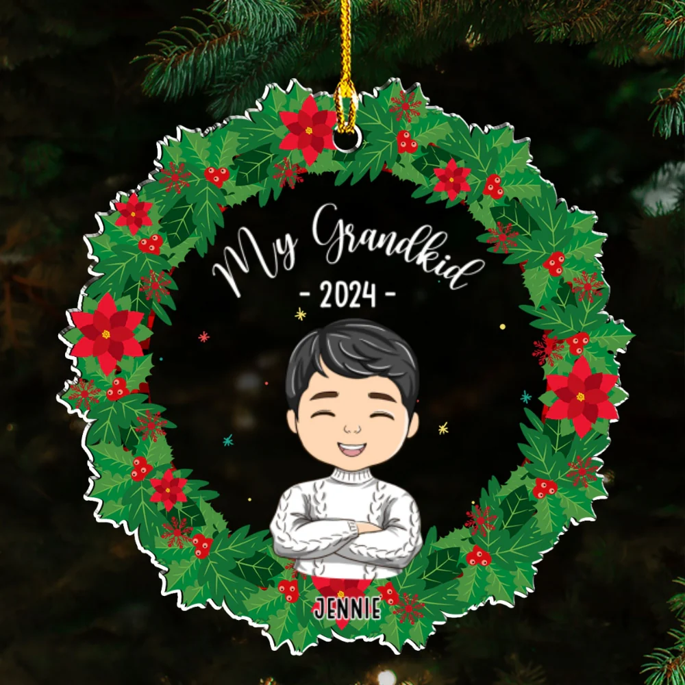 Christmas With My Grandkids - Personalized Custom Acrylic Ornament - Image 5