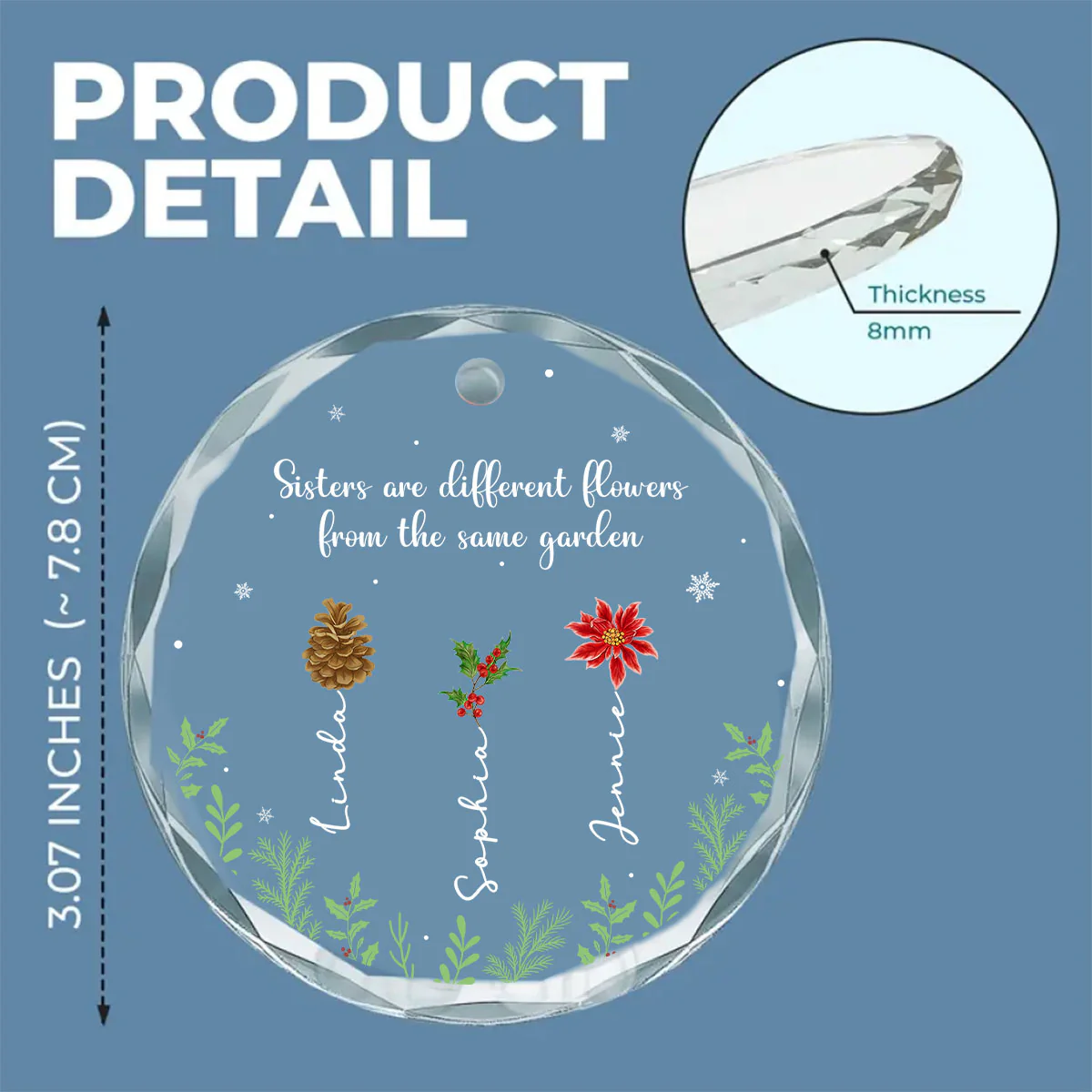 Christmas With My Sister - Personalized Custom Glass Ornament - Image 5
