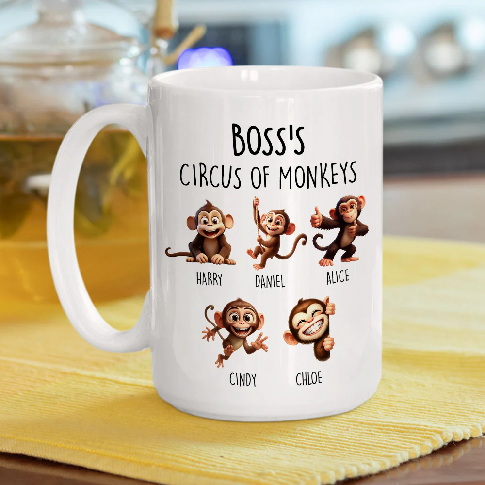 Circus of Monkeys - Personalized Custom Coffee Mug - Image 4