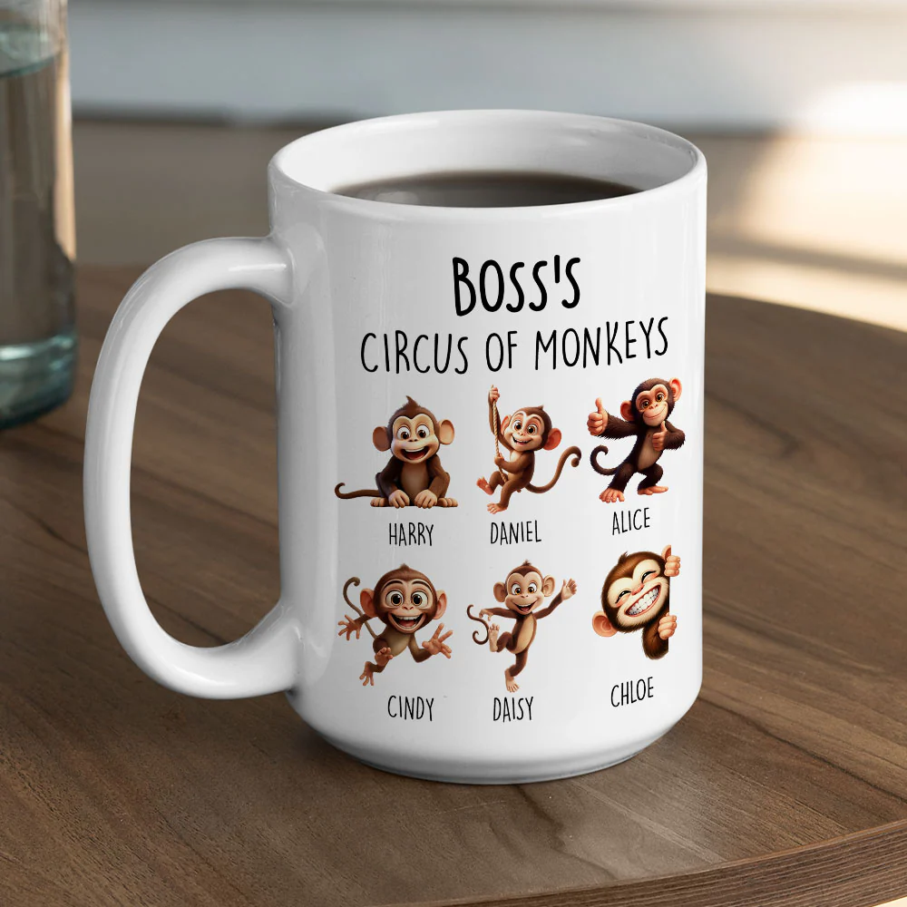 Circus of Monkeys - Personalized Custom Coffee Mug - Image 5