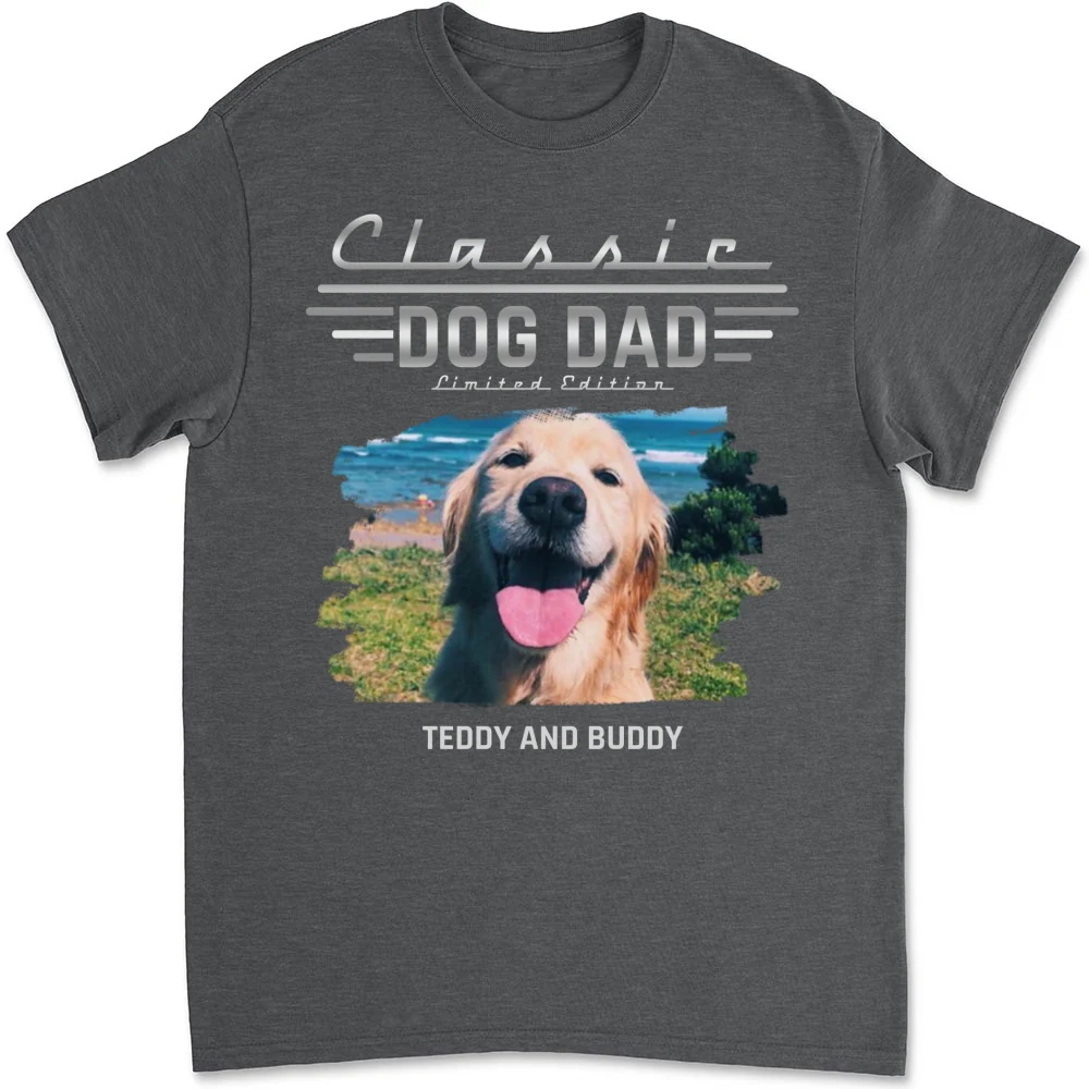 Classic Dog Dad Photo - Personalized Custom Shirt - Image 7