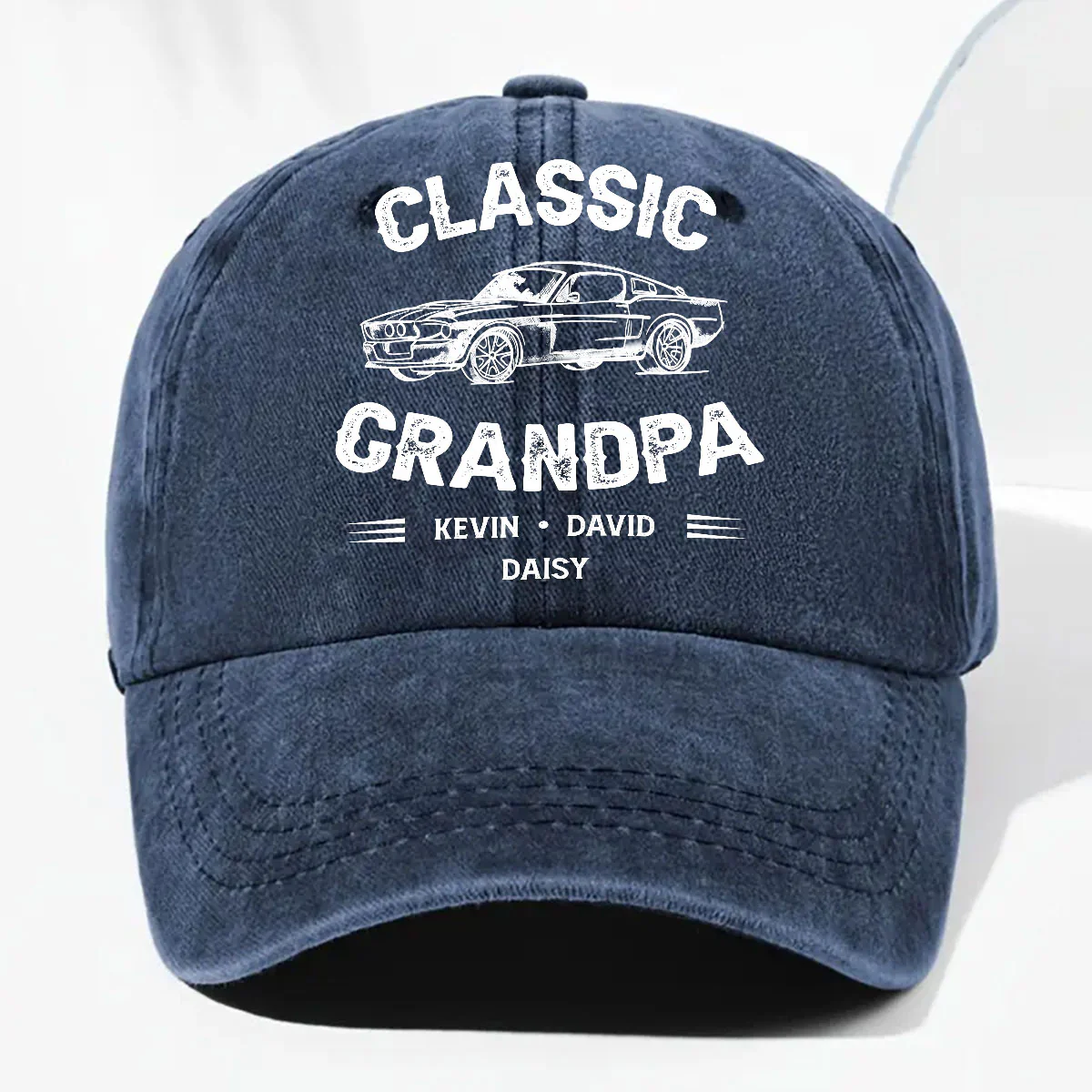 Classic Grandpa - Personalized Custom Vintage Washed Denim Cap - Image 5