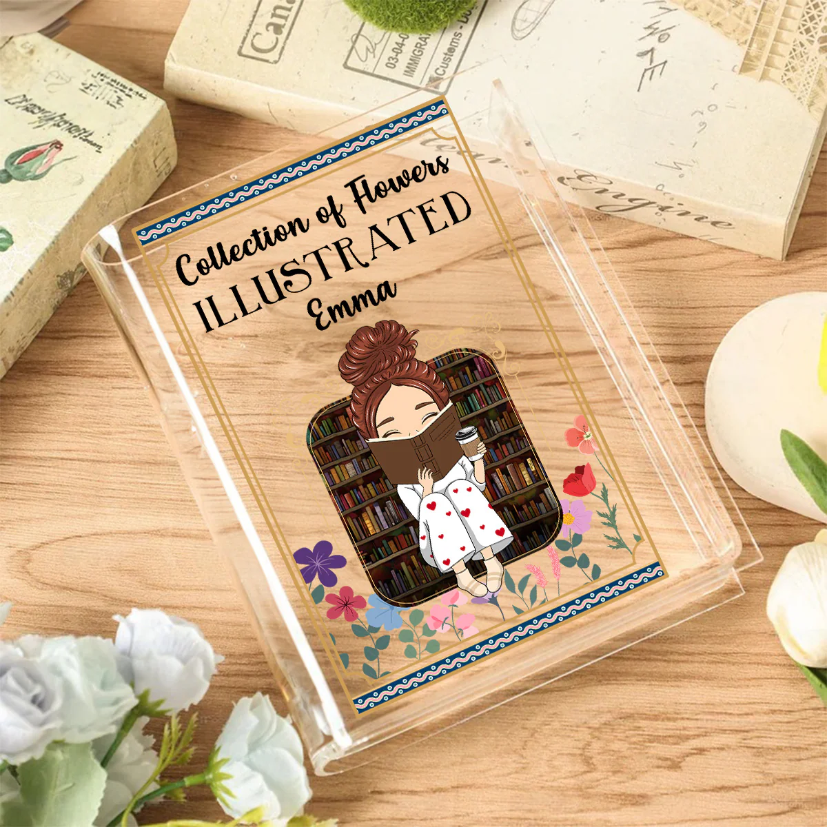 Collection Of Flowers - Personalized Custom Acrylic Book Vase - Image 2