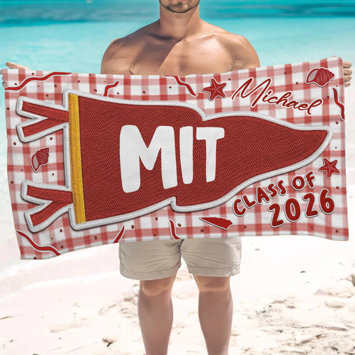 College Pennant - Personalized Custom Beach Towel - Image 2