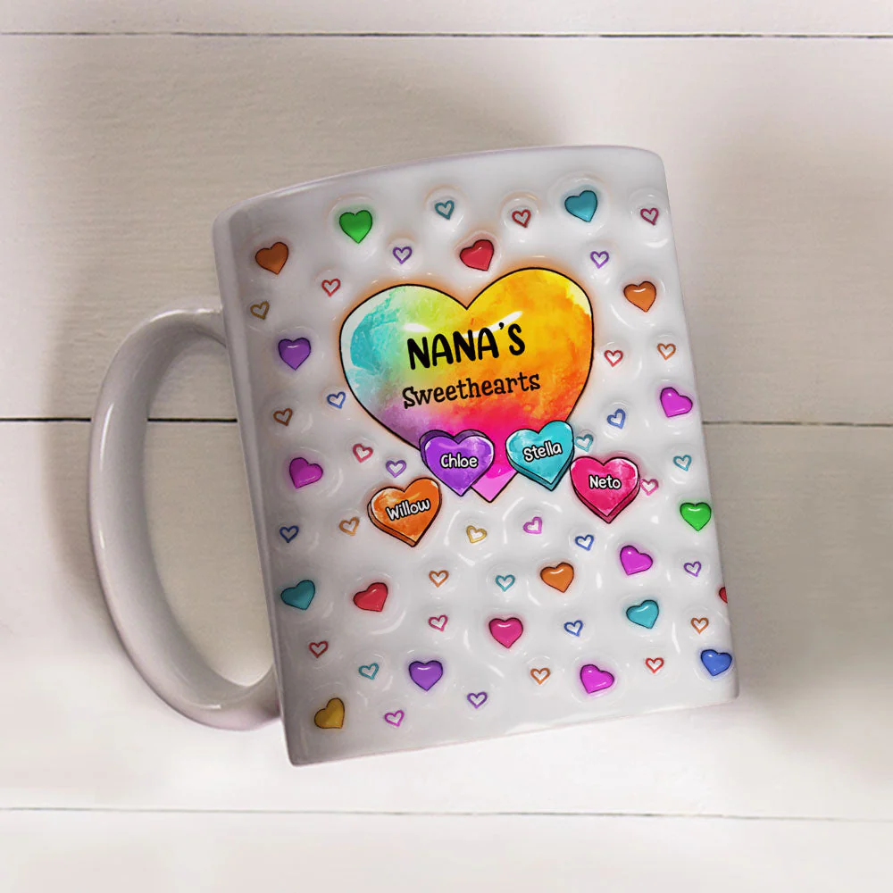 Colorful Sweethearts Grandma - Personalized Custom 3D Inflated Effect Mug - Image 3