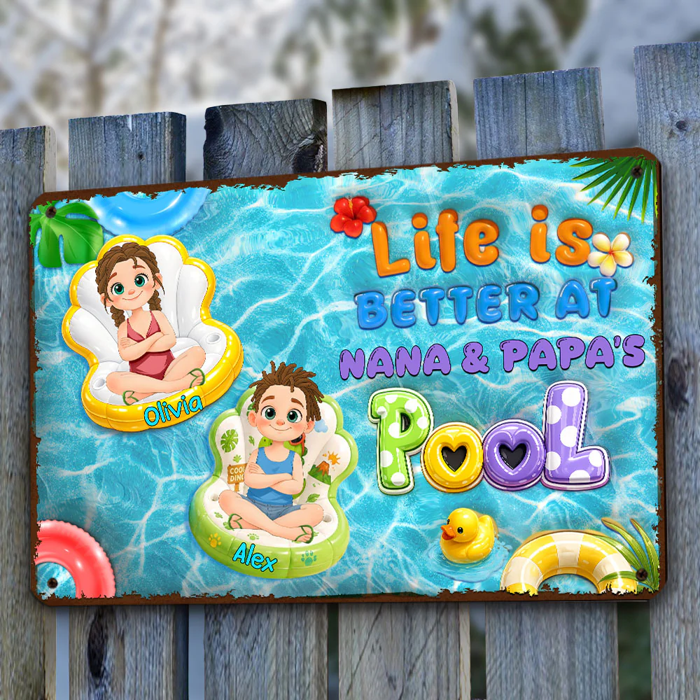 Come To The Pool - Personalized Custom 3D Effect Metal Sign - Image 2