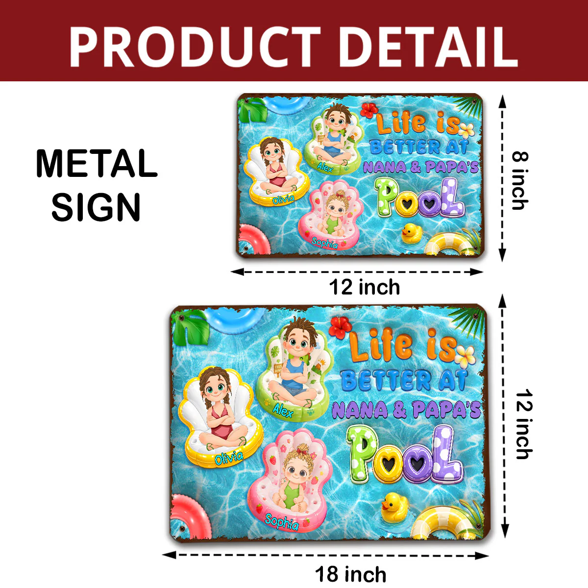 Come To The Pool - Personalized Custom 3D Effect Metal Sign - Image 6