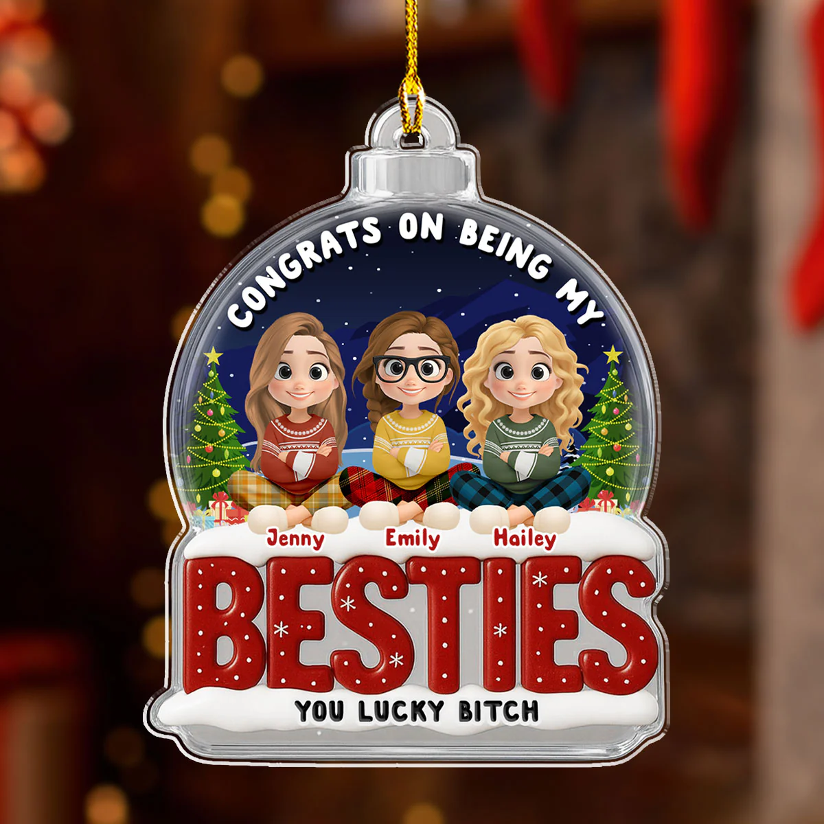 Congrats My Bestie - Personalized Custom Acrylic Ornament - Image 3