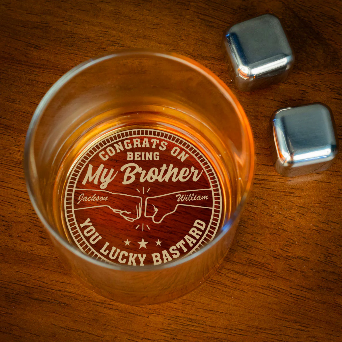 Congrats My Bro - Personalized Custom Engraved Whiskey Glass - Image 2