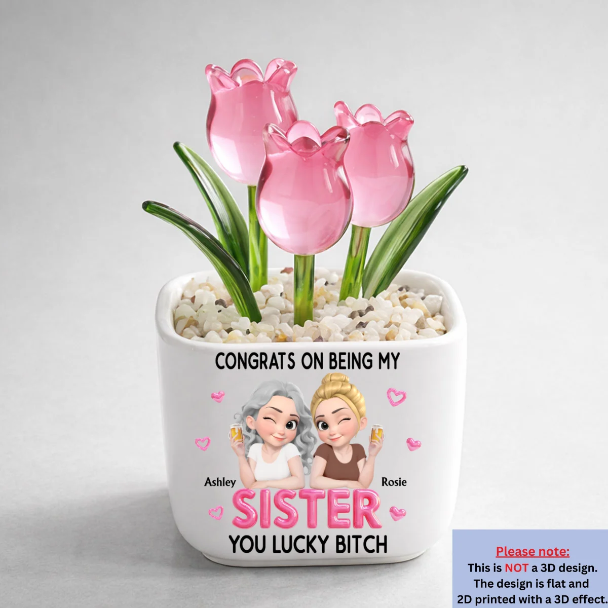 Congrats My Sister - Personalized Custom Glass Everlasting Tulips - Image 8