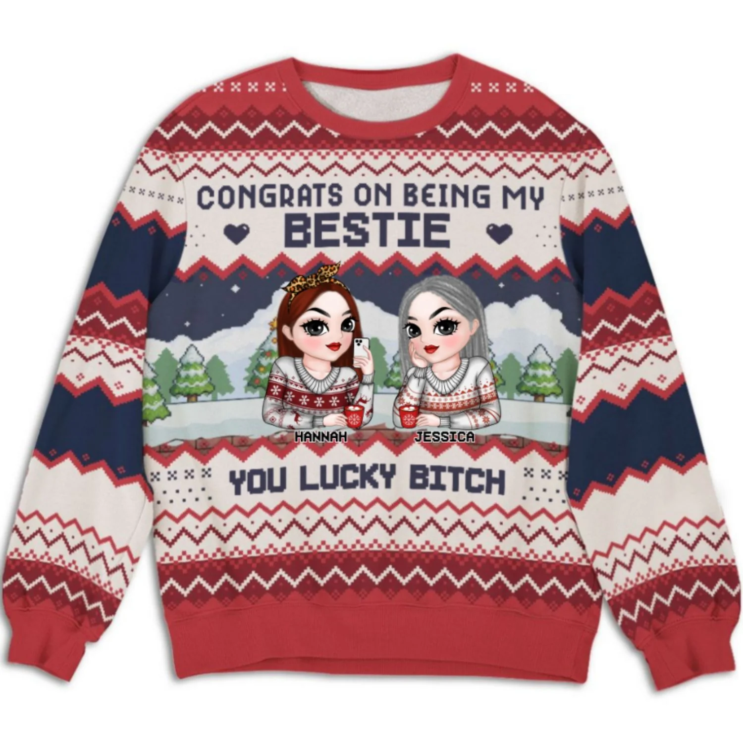 Congrats On Being My Bestie Version 2 - Personalized Custom All-Over-Print Sweatshirt - Image 7