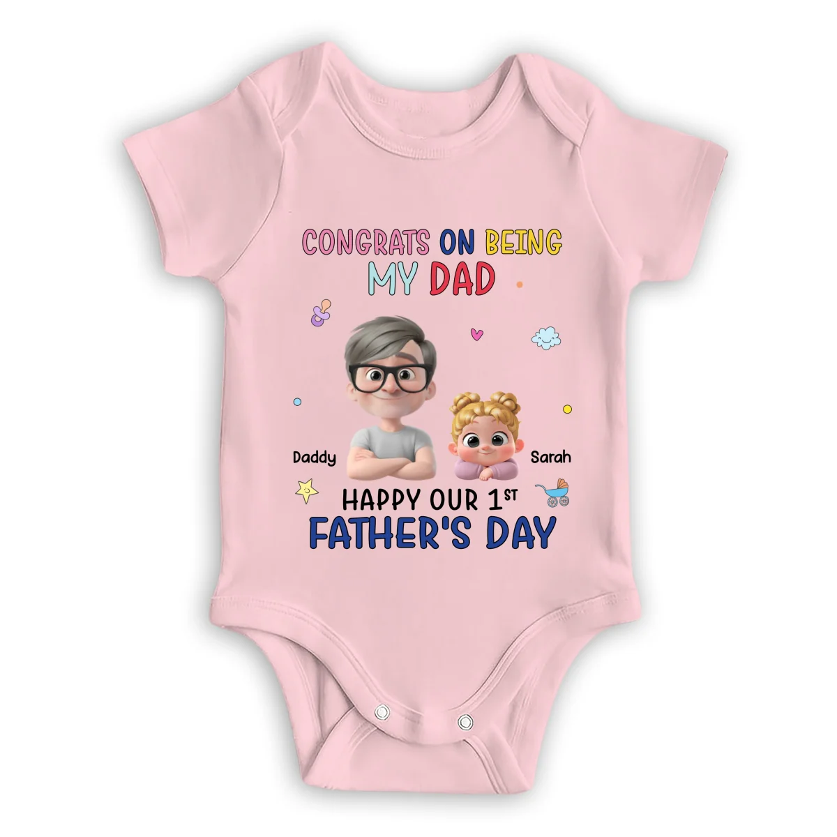 Congrats On Being My First Dad - Personalized Custom Baby Onesie - Image 10