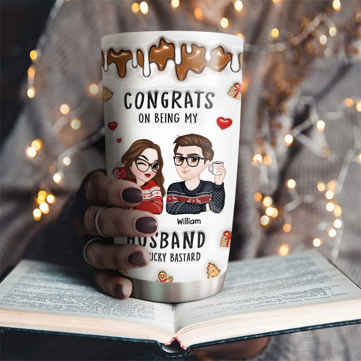 Congrats On Being My Husband Merry Christmas - Personalized Custom 3D Inflated Effect Tumbler - Image 5