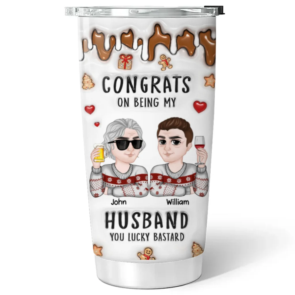 Congrats On Being My Husband Merry Christmas - Personalized Custom 3D Inflated Effect Tumbler - Image 6