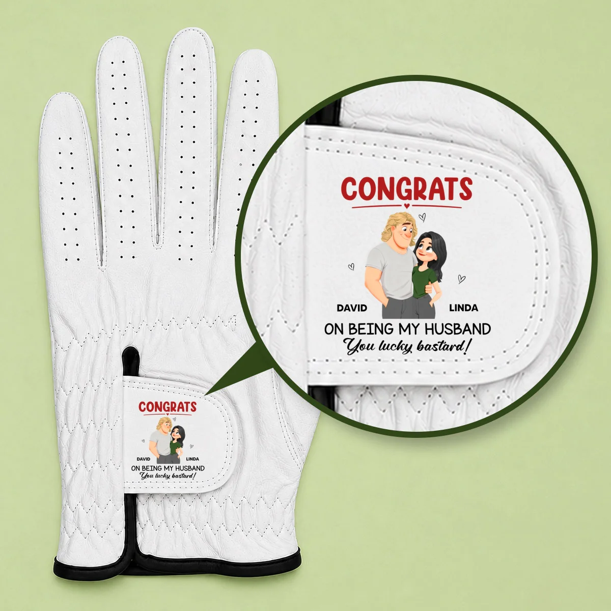 Congrats On Being My Husband - Personalized Custom Golf Glove - Image 6