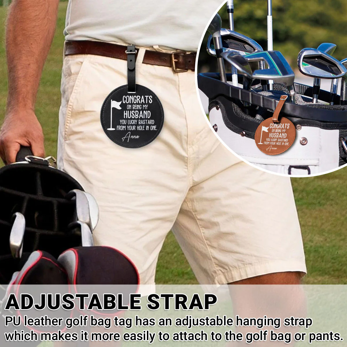 Congrats On Being My Husband - Personalized Custom Golf Tee Bag - Image 4
