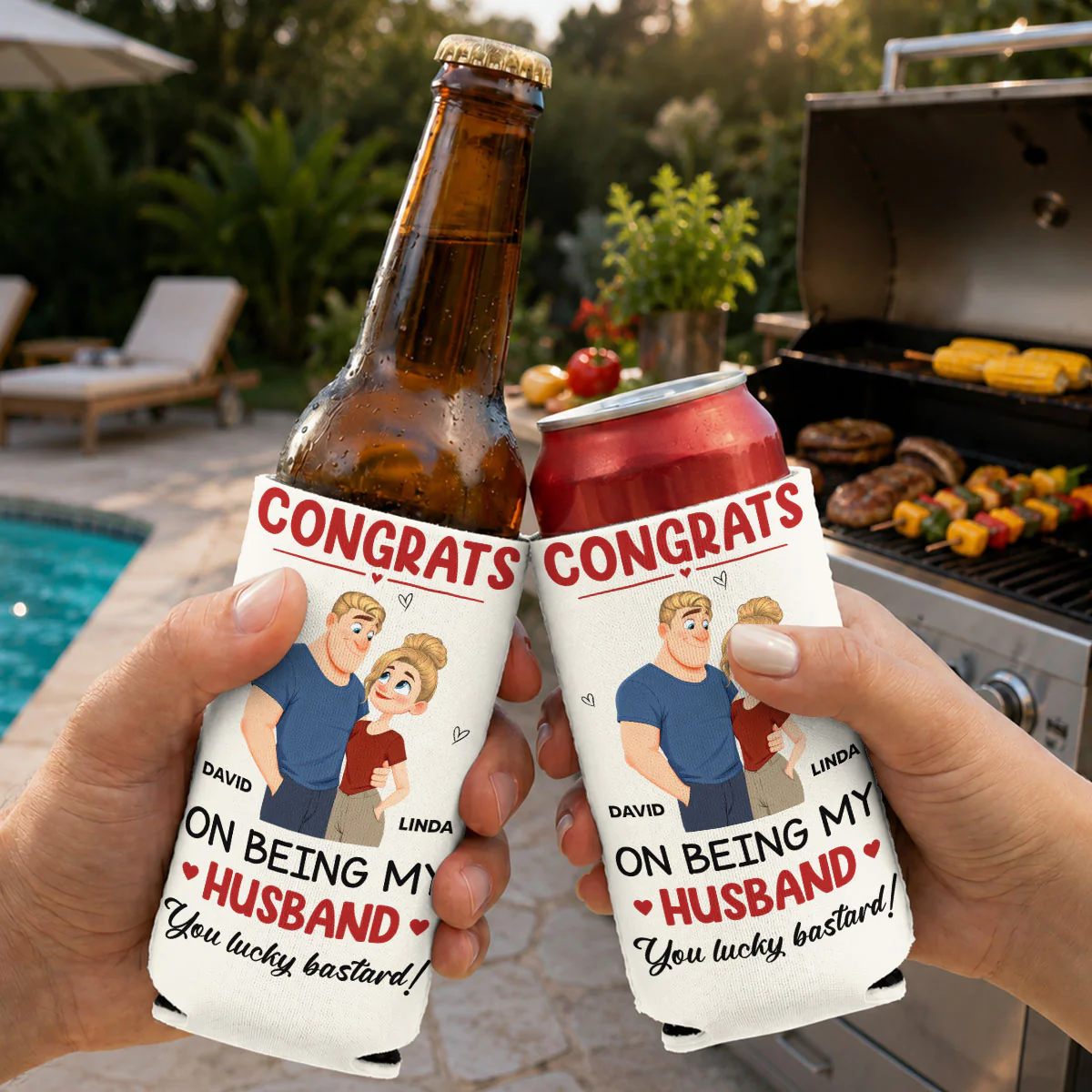 Congrats On Being My Husband - Personalized Custom Skinny Can Cooler - Image 5