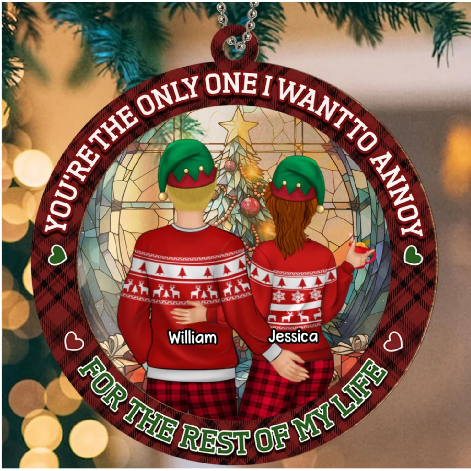 Congrats On Being My Husband - Personalized Custom Suncatcher Ornament - Image 5