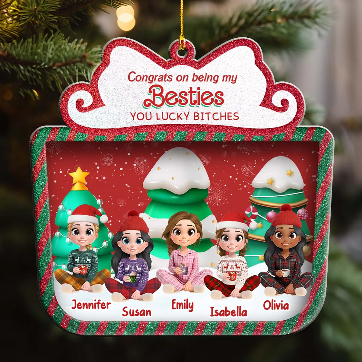 Congrats On Slay Friends - Personalized Custom Acrylic Ornament - Image 3