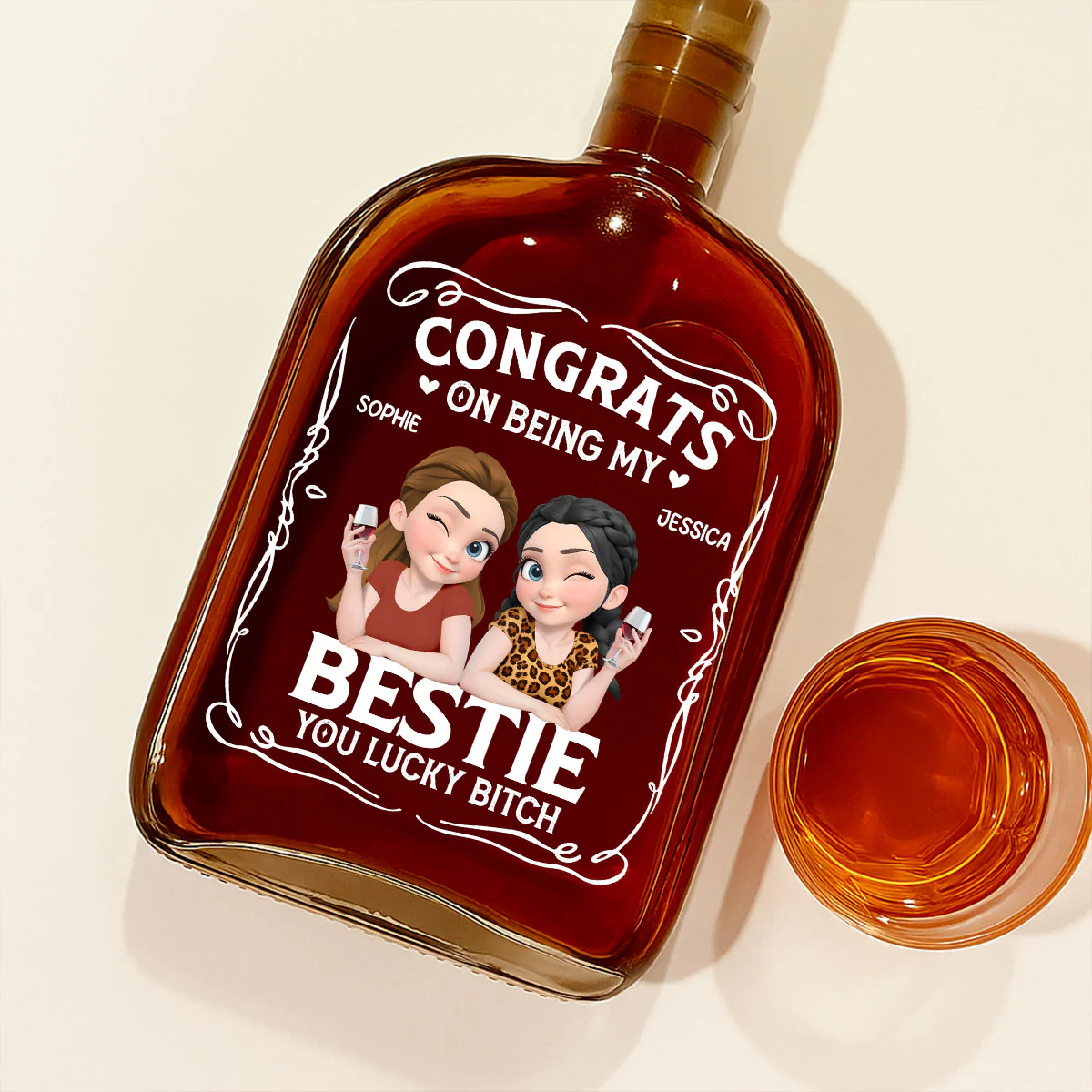 Congratulation Bestie - Personalized Custom Spirits Decanter - Image 2