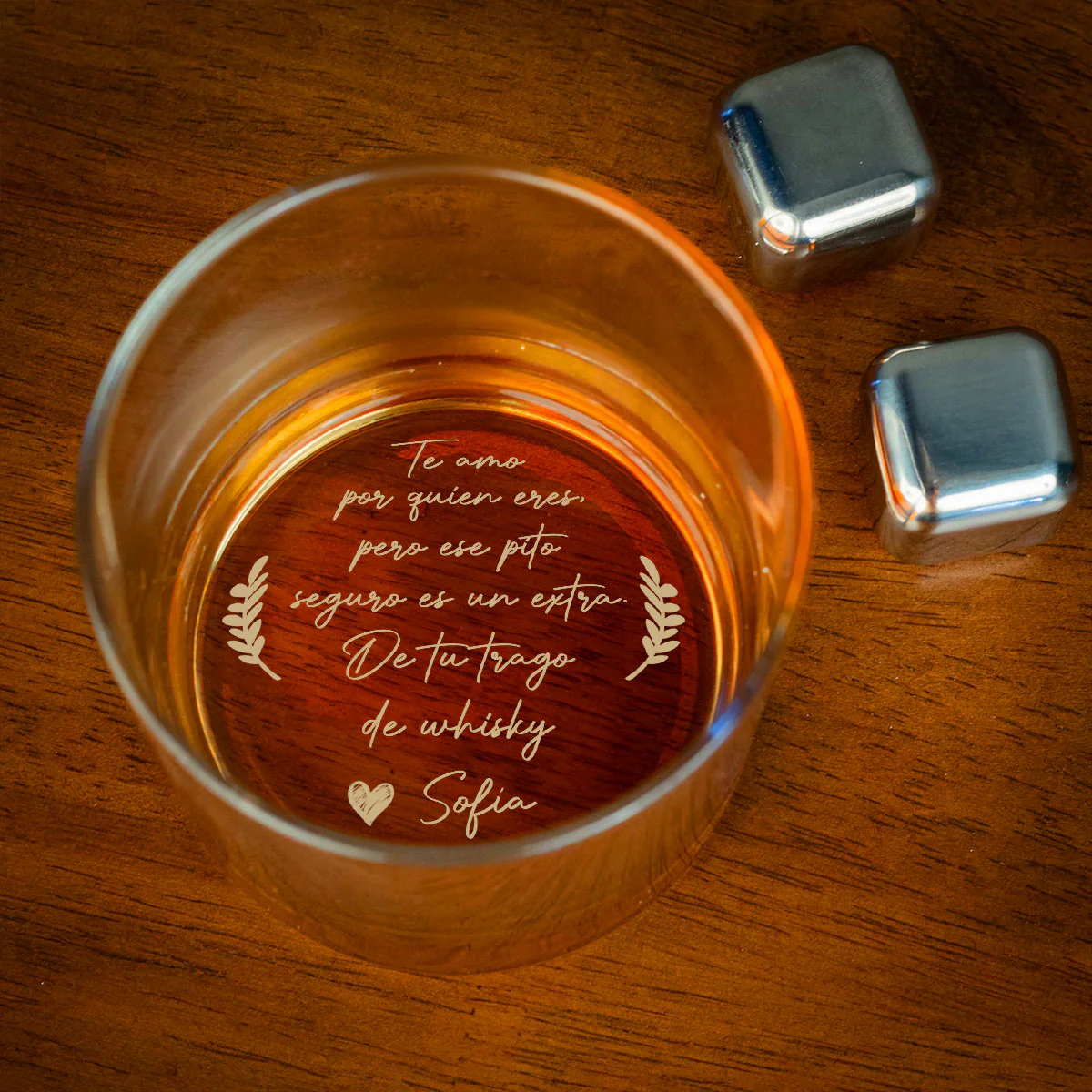 Contigo Placer Garantizado - Vaso de Whisky Grabado Personalizado - Image 2