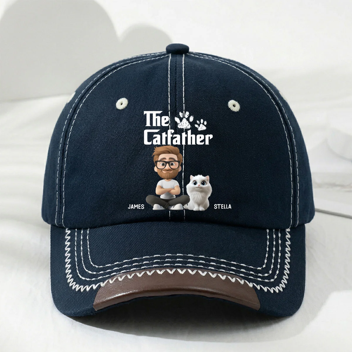 Cool Cat Father - Personalized Custom Vintage Soft Baseball Cap - Image 10