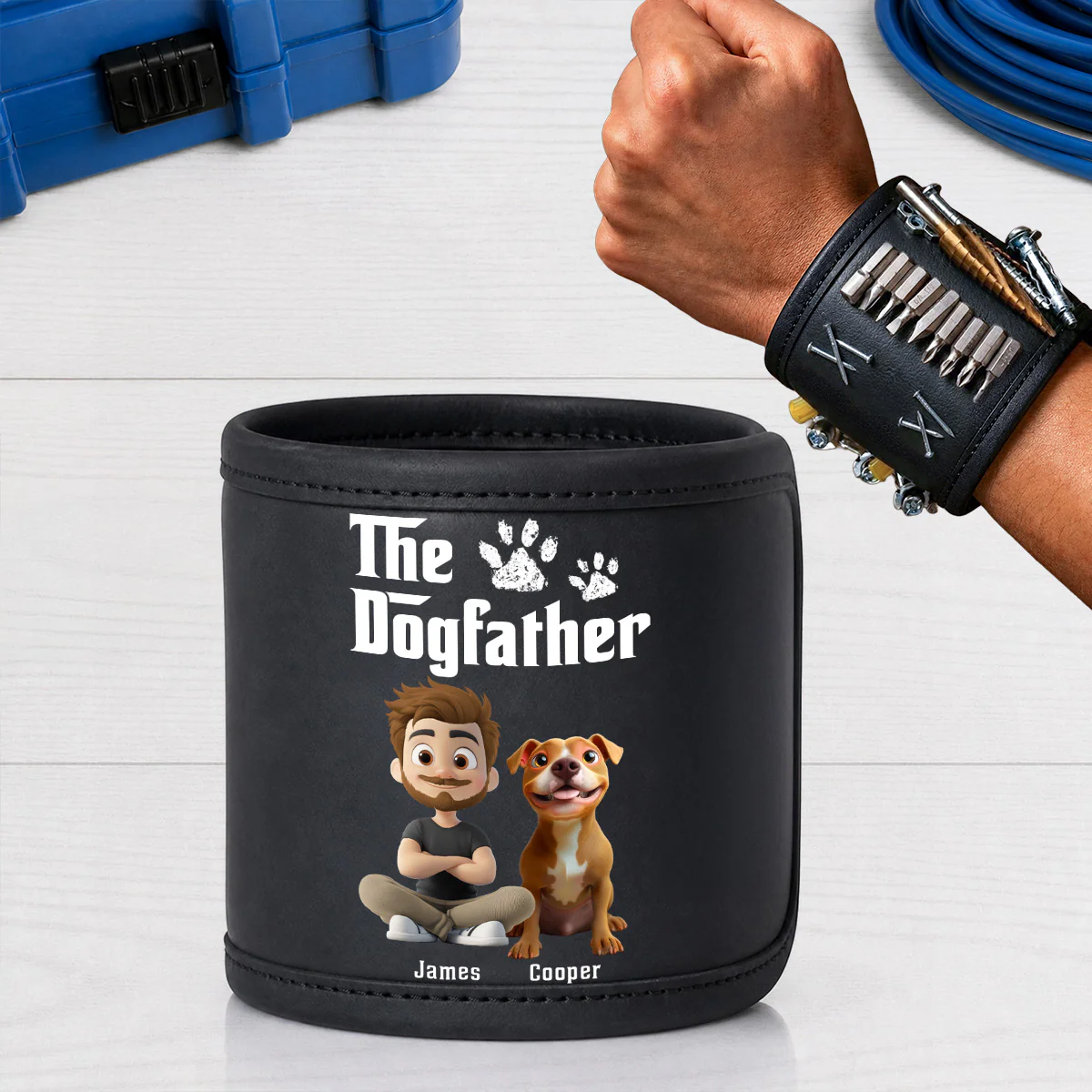 Cool Dog Father - Personalized Custom Magnetic Tool Wristband