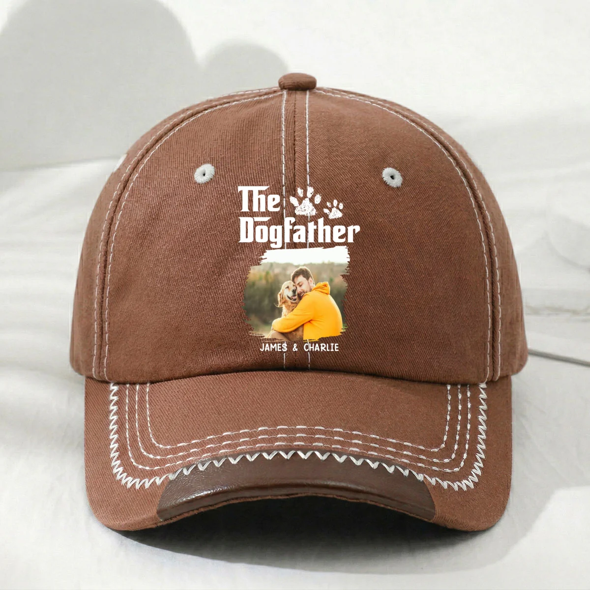 Cool Dog Father Photo - Personalized Custom Vintage Soft Baseball Cap - Image 6