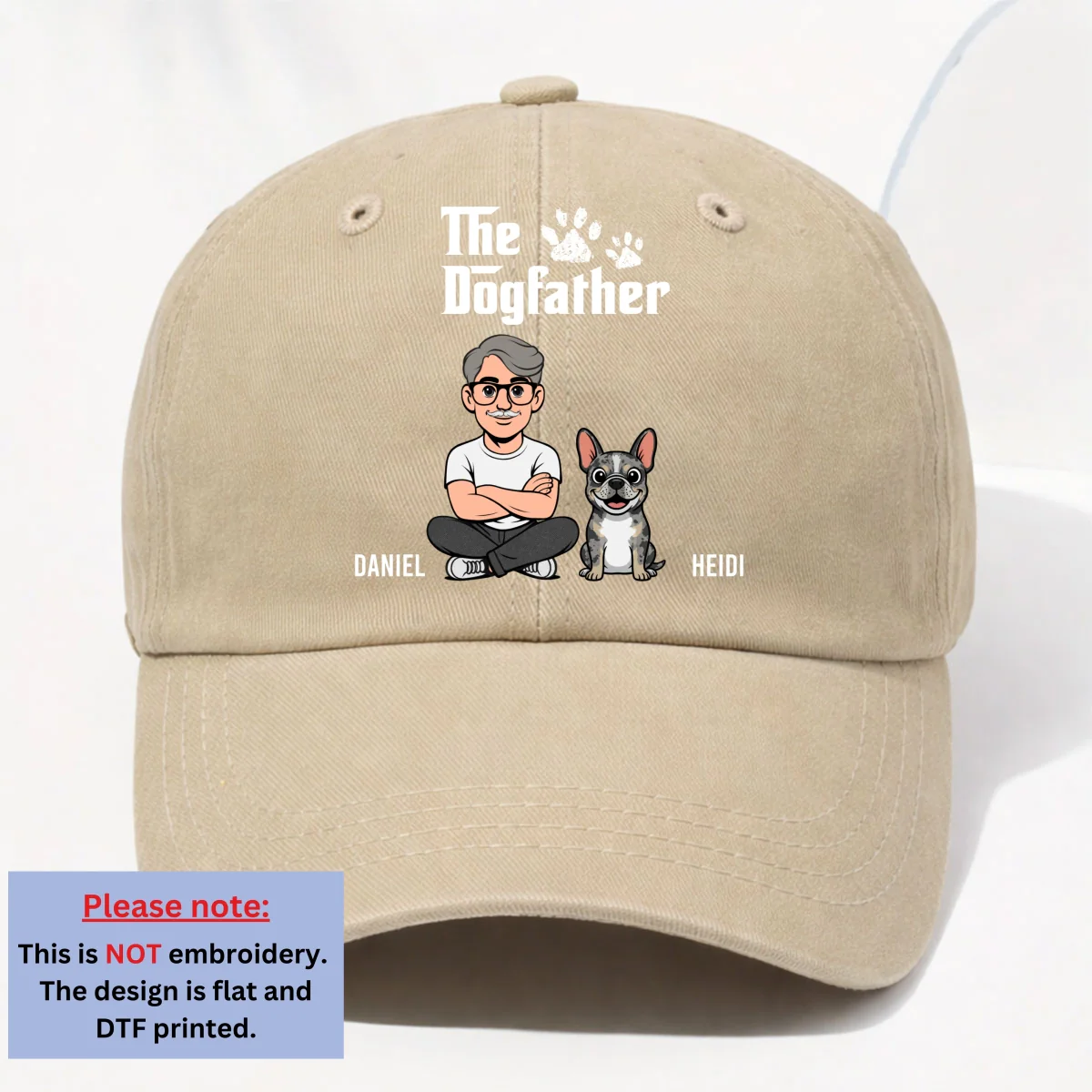 Cool Dog Father Retro - Personalized Custom Vintage Washed Denim Cap - Image 11