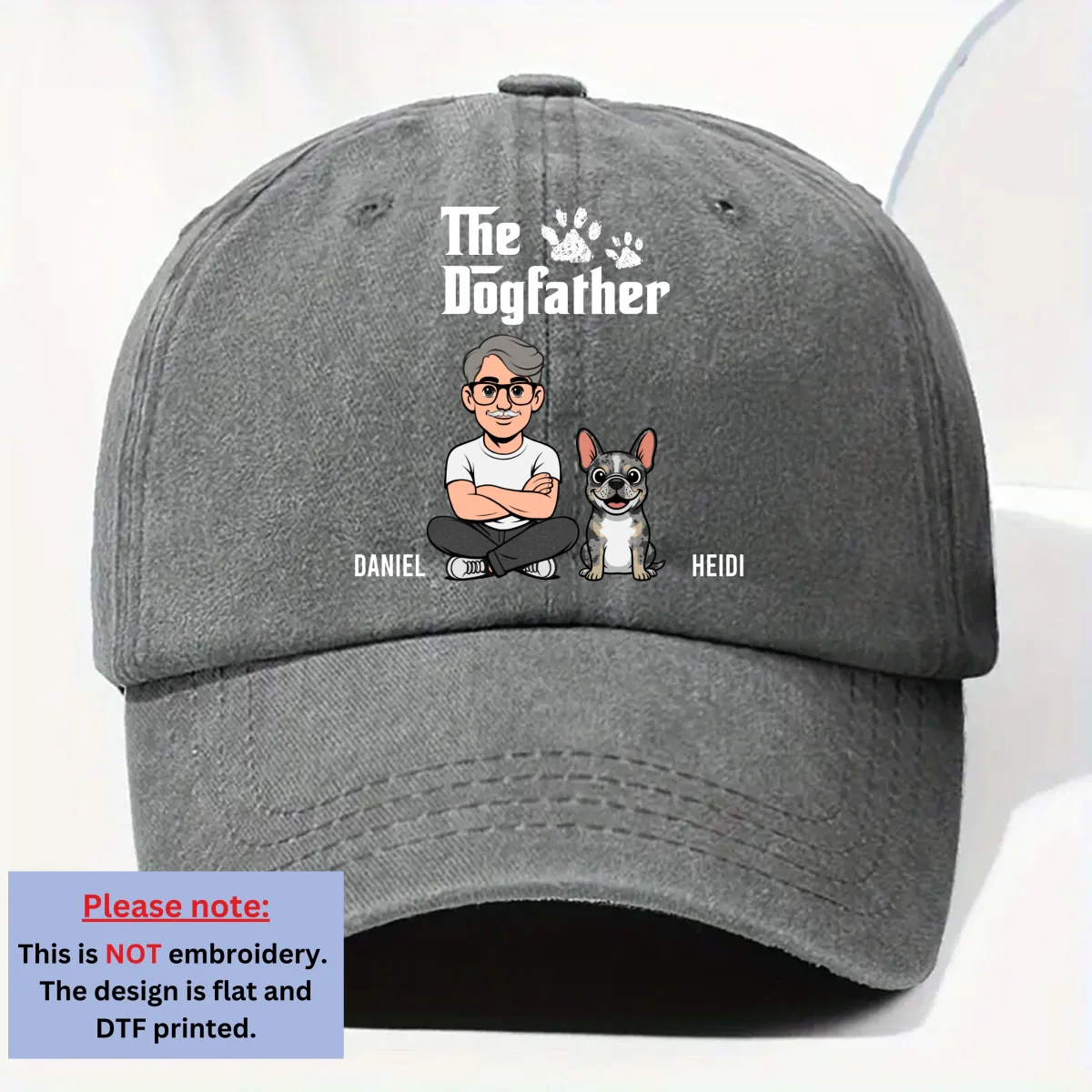 Cool Dog Father Retro - Personalized Custom Vintage Washed Denim Cap - Image 8