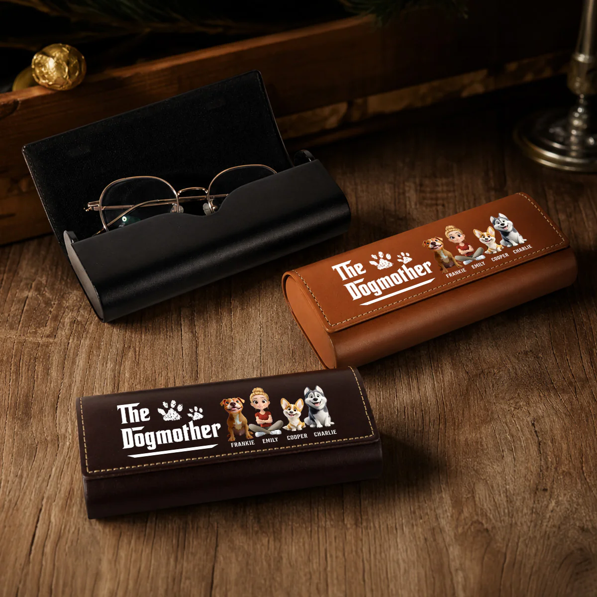 Cool Dog Mother - Personalized Custom Leather Eyeglass Case - Image 3